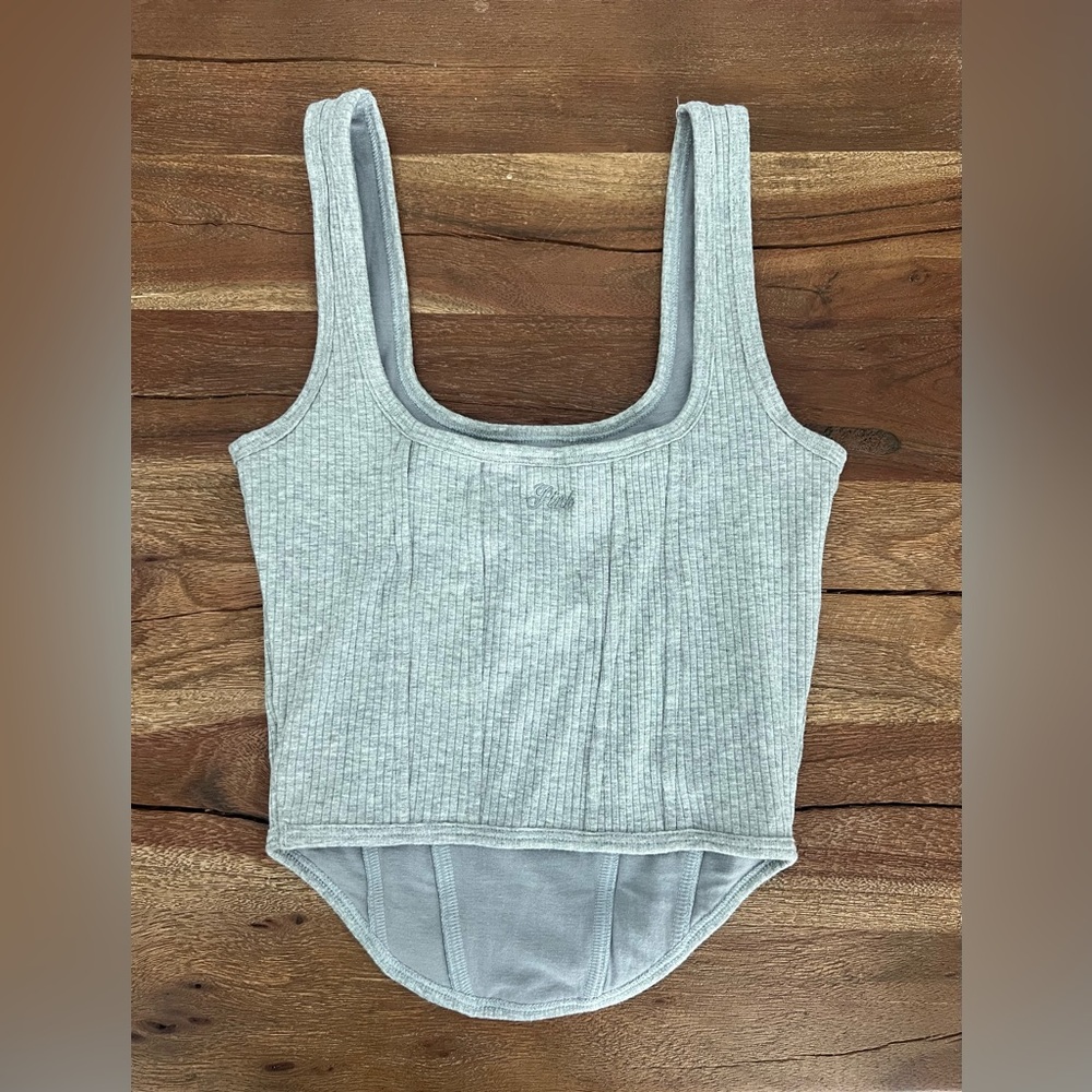 Victoria's Secret Light Gray Ribbed Tank Top - Picture 2 of 3
